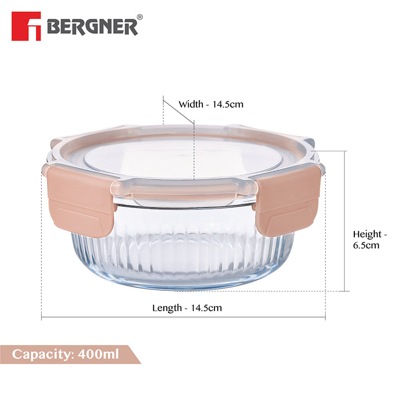 Bergner Seal Tiff Airtight Glass Tiffin Box (Peach) - 400 mL media 8