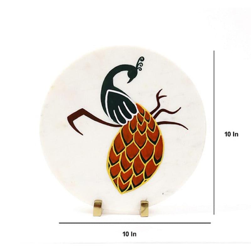 Posh Peacock Hand Painted Marble Showpiece media 4
