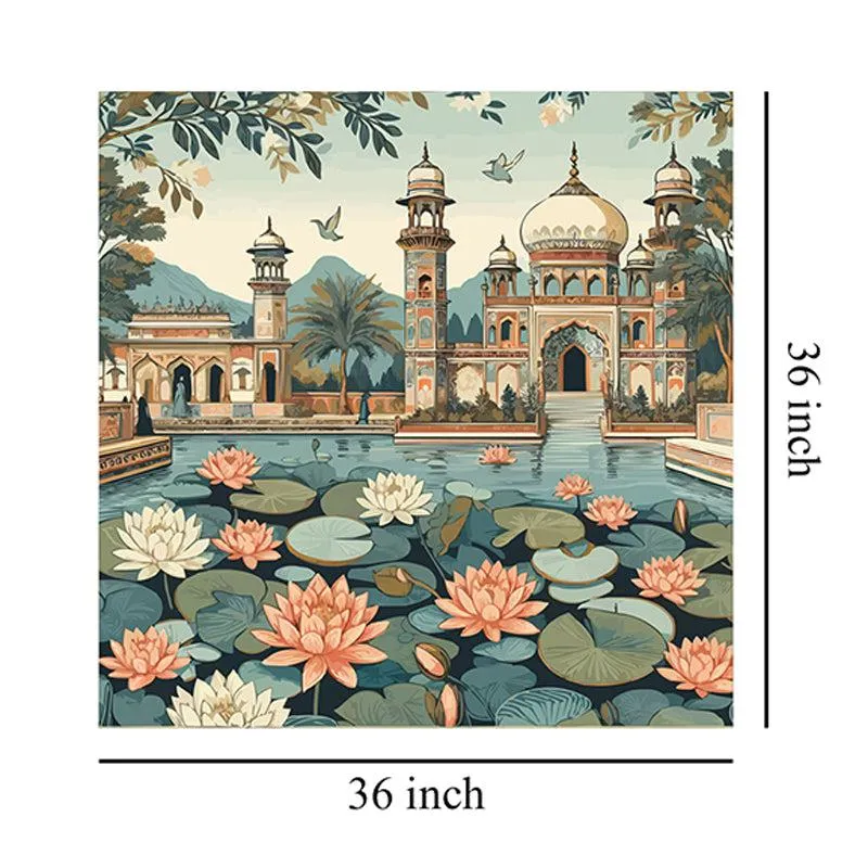 Palatial Lotus Blooms Wall Painting media 9