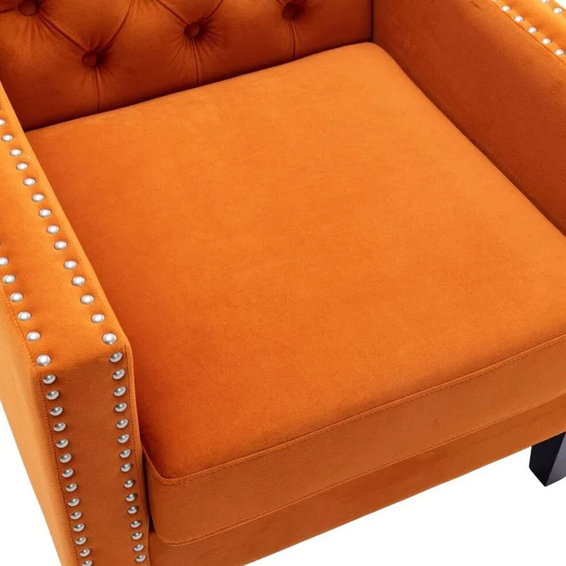 Softix Neem Wood Accent Chair - Orange media 8