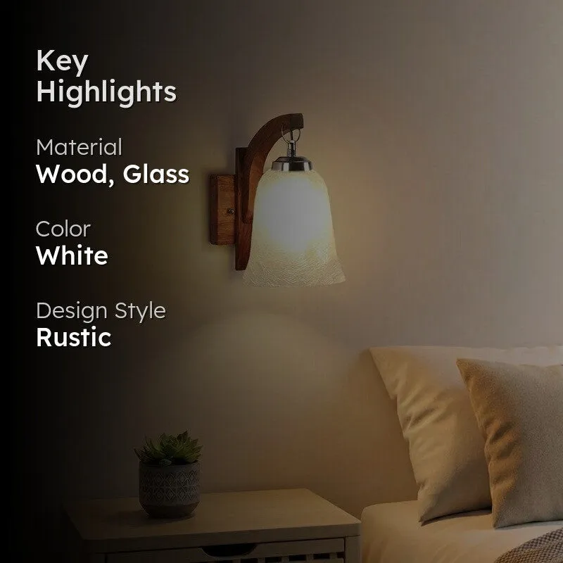 Crystal Bloom Rustic Wooden Glass Wall Lamp media 2