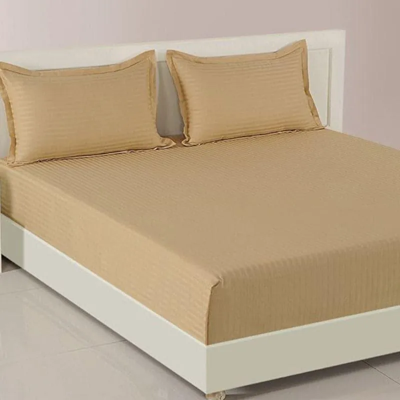 Swayam Aamodh Solid Cotton Bedsheet (Beige) - 400 TC media 3