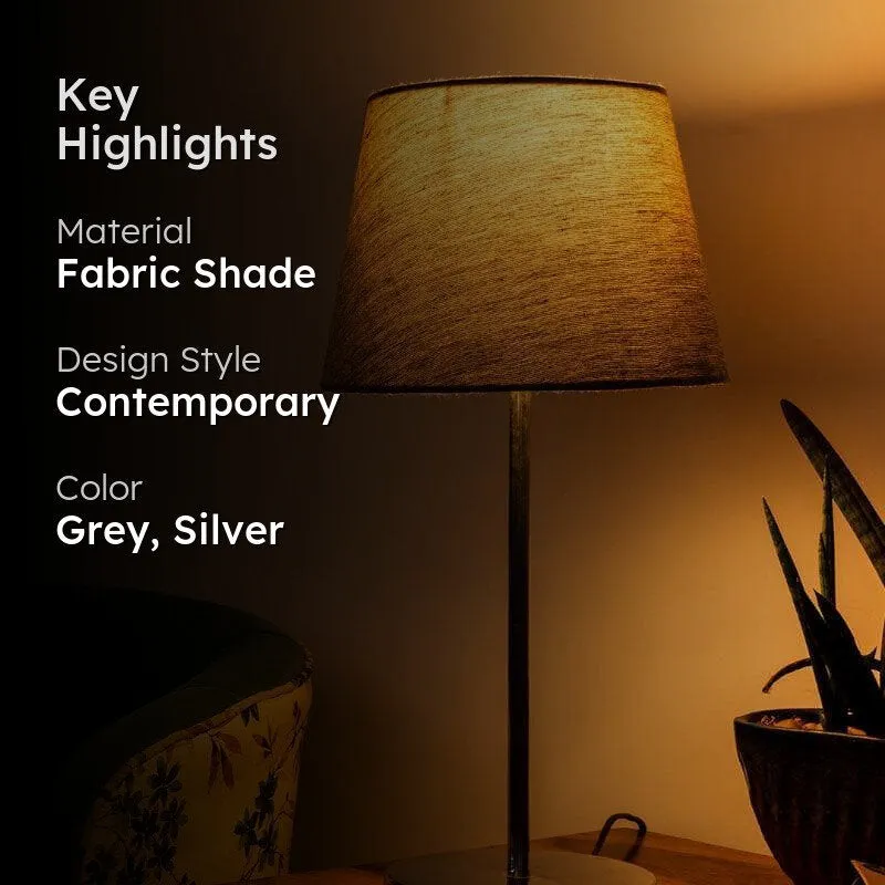 Classy With Twist Metal Chrome Fabric Table Lamp - Grey,Silver media 2