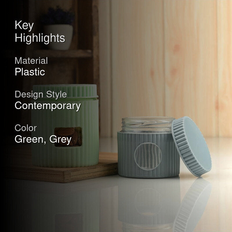 Nutty Safe Airtight Jar (Green,Grey/500,300 mL) - Set Of Two media 2