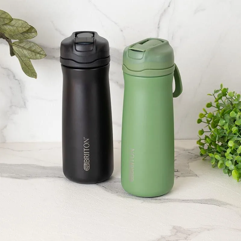 H2O Splash Hot & Cold Thermos Water Bottle (Black & Green, 600 mL Each) - Set Of Two media 1