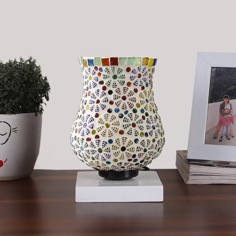 Flavia Mosaic Glass Table Lamp With Wooden Base - Multicolor media 4