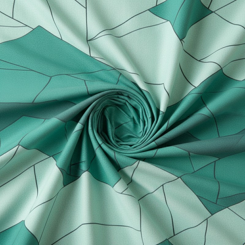 Mosaic Abstract Microfiber Bedsheet (Green & Peach) - 110 GSM media 5
