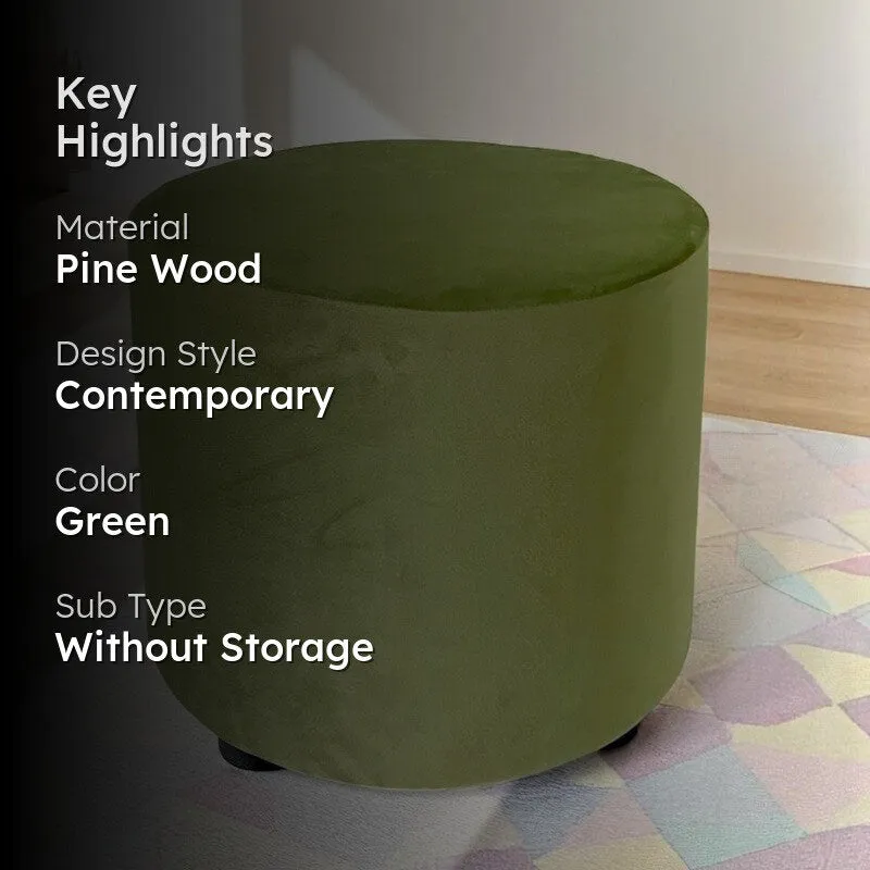 Mrixon Pine Wood Pouffe - Green media 2