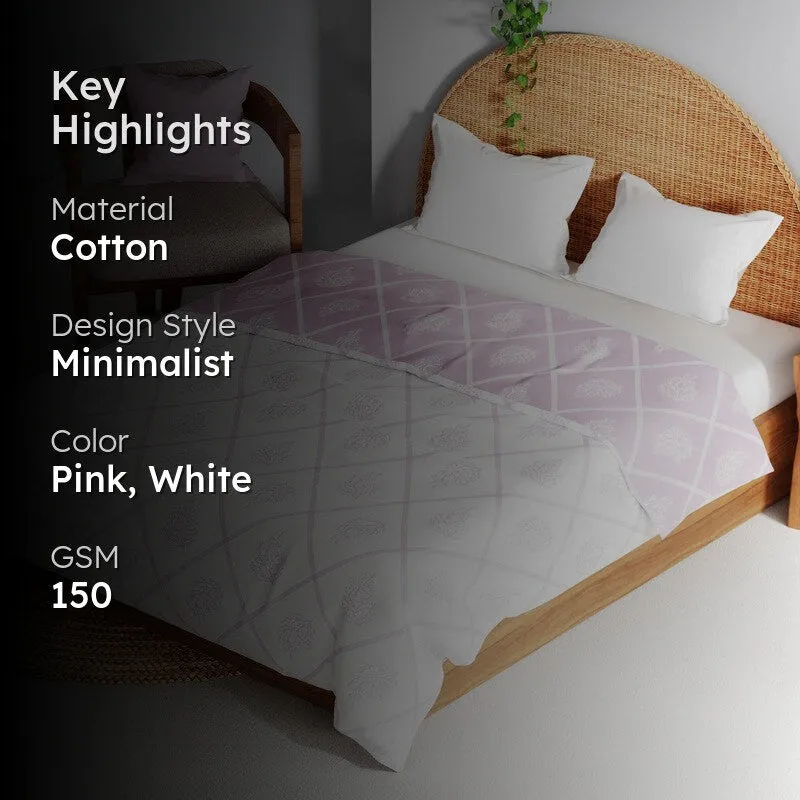 Pryven Cotton Dohar - Pink,White media 2