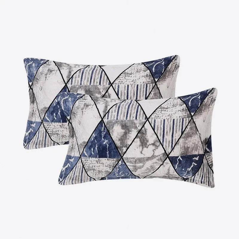 Monte Carlo Urban Triangle Bedsheet (White,Blue) - 280 GSM media 4