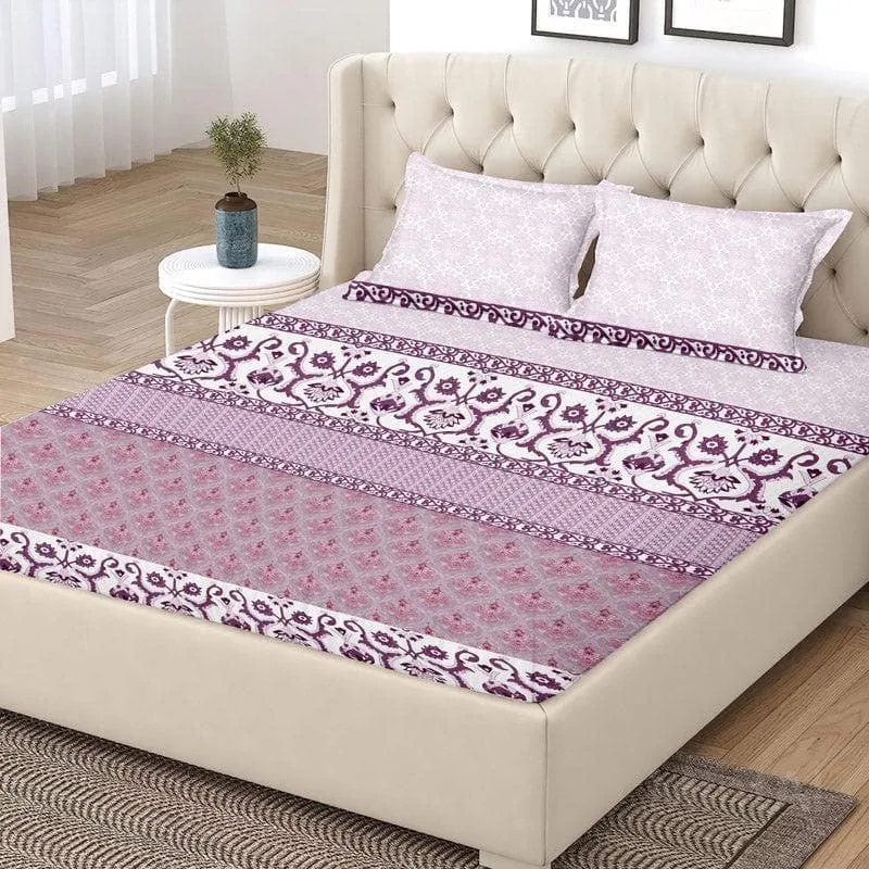 Iris Printed Cotton Bedsheet (Pink) - 120 TC media 4
