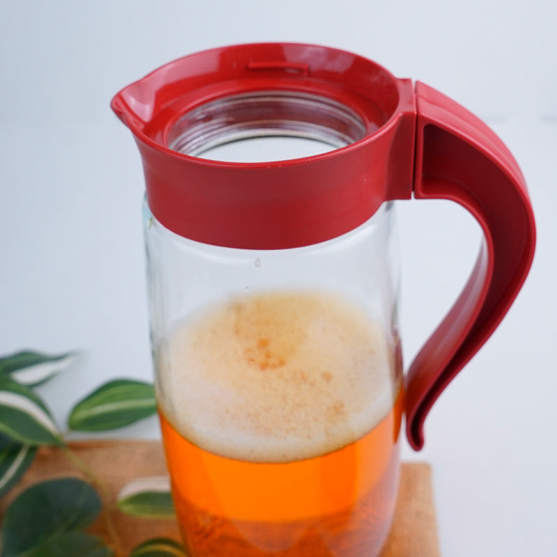 Domana Oval Transparent Jug With Lid (Red) - 1600 ML media 3