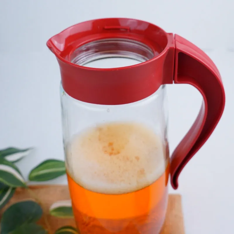 Domana Oval Transparent Jug With Lid (Red) - 1600 ML media 3