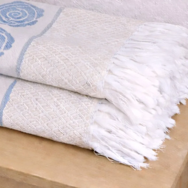 Rosette Cotton Hand Towel (Blue) - Set Of Four media 6