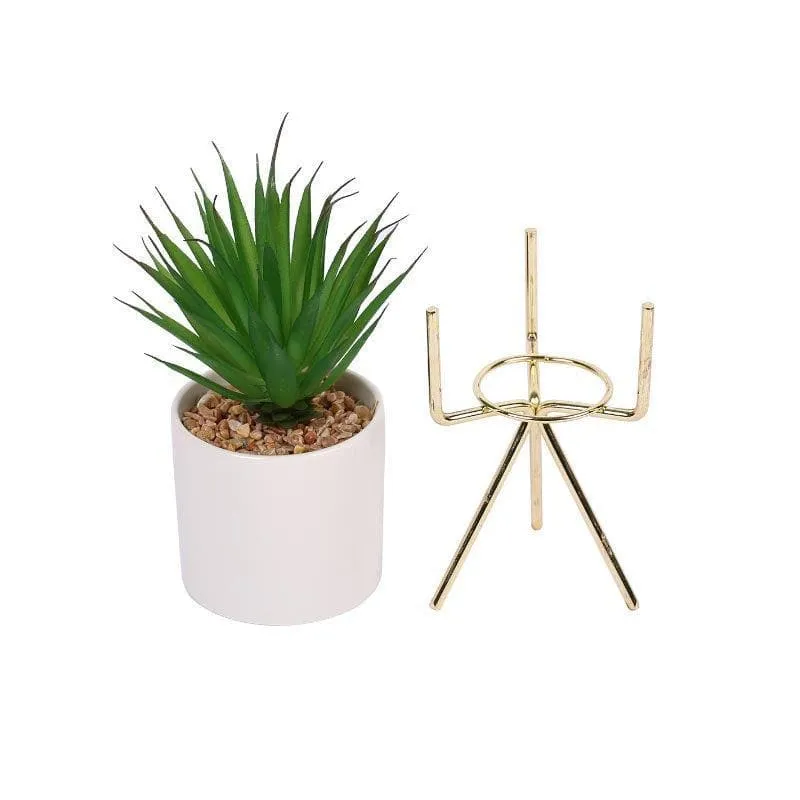 Faux Succulent Leaf In White Pot With Tripod - 24 cms media 3