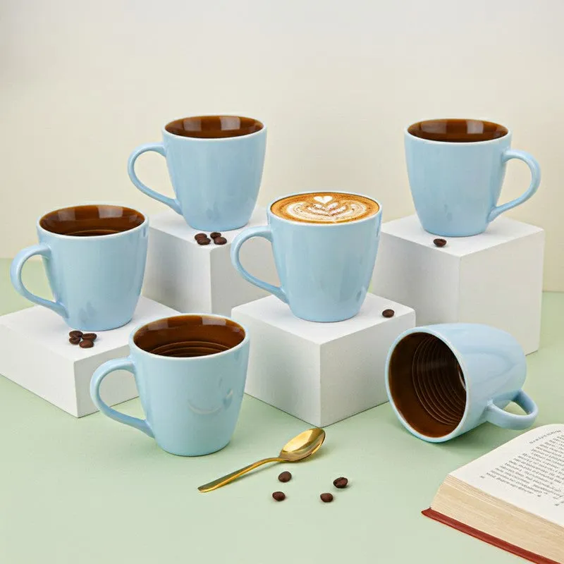 Karvaa Ceramic Coffee Mug (Arctic Blue/350 mL Each) - Set Of Six media 1