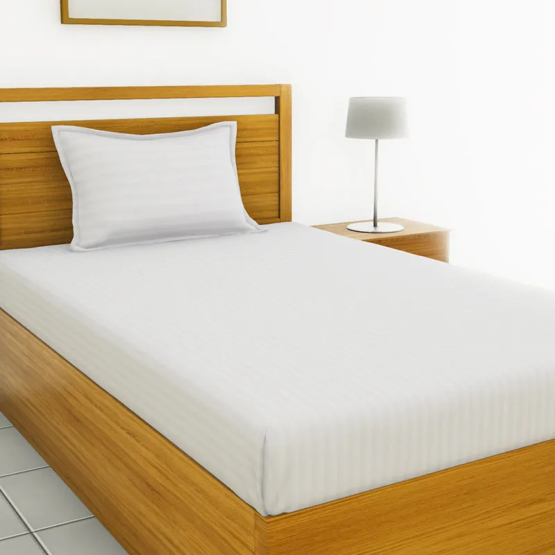 Hilton Cotton Bedsheet (White) - 210 TC media 1