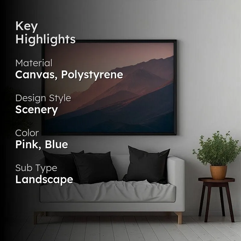 Mountain Sunset Canvas Wall Painting - Black Frame media 2