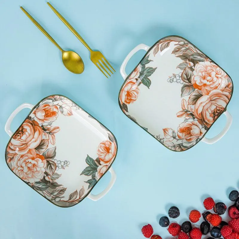 Maduva Floral Square Platter - Set Of Two media 4