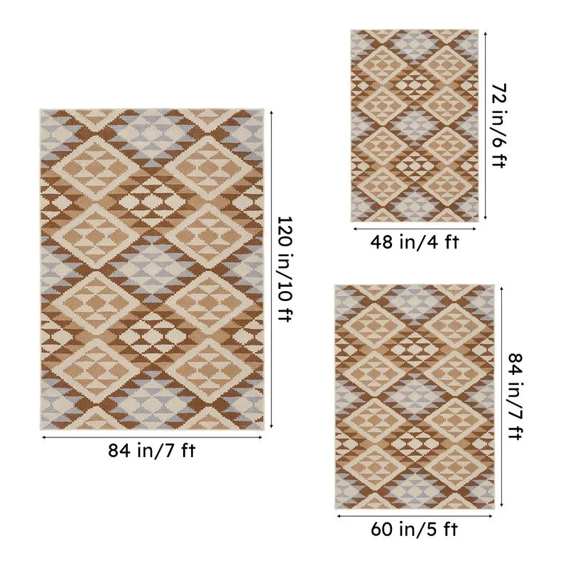 Belladonna Hand Tufted Geometric Wool & Nylon Carpet - Brown & Blue media 15