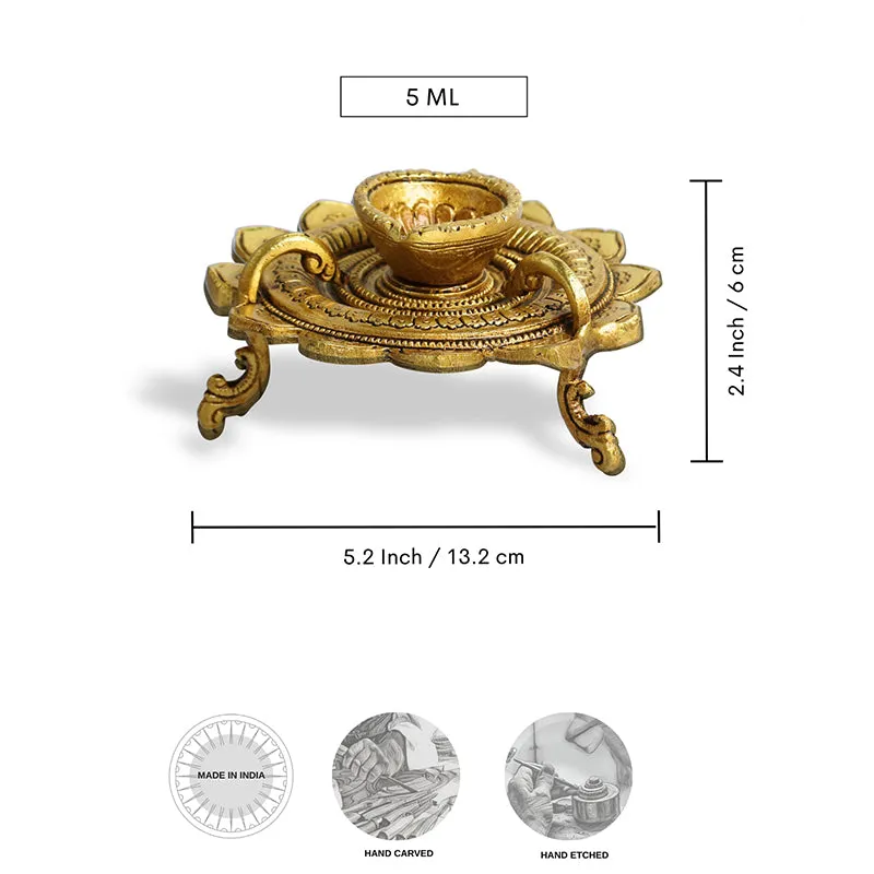 Mahadeepa Brass Diya - Gold Finish media 6
