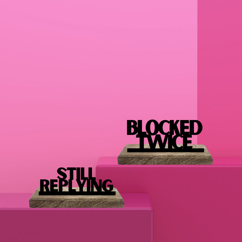 Blocked Twice Typography Showpiece - Set Of Two