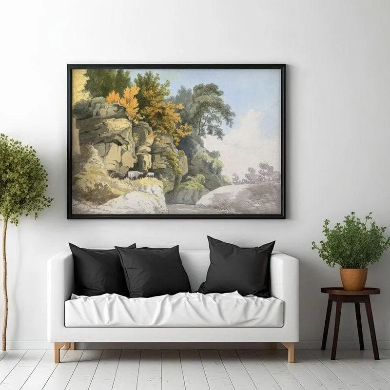 Stream In The Woods Canvas Wall Painting - Black Frame media 3