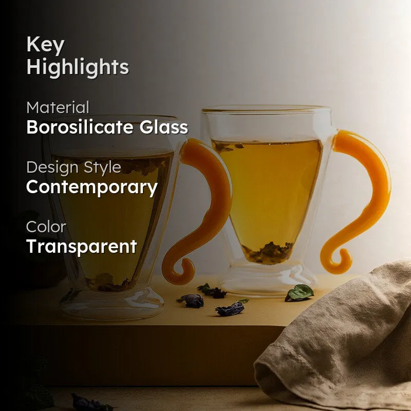 Aluna Borosilicate Glass Tea Cup (180 mL Each) - Set Of Two media 2