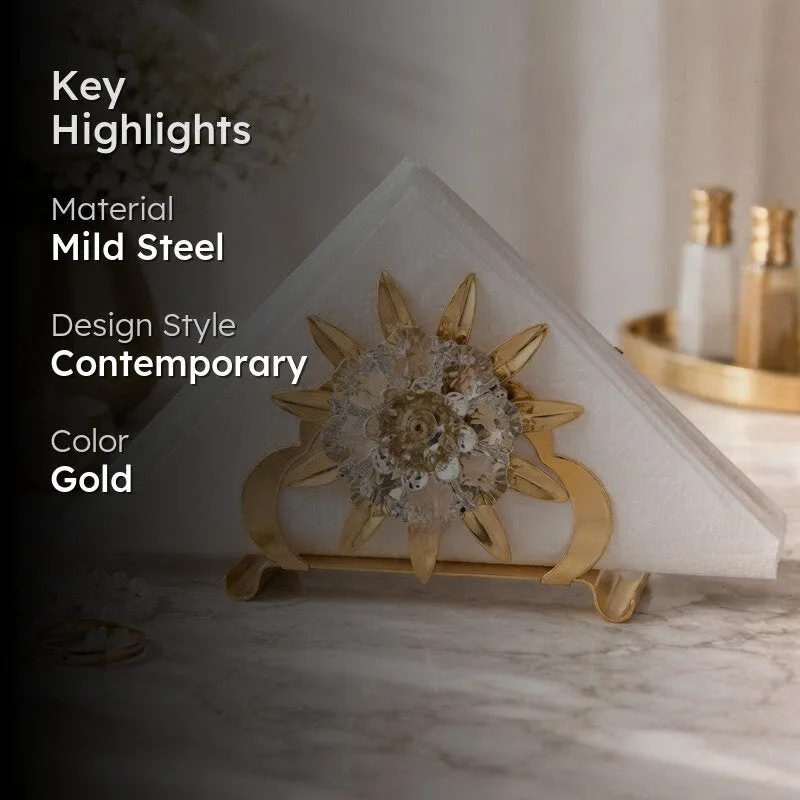 Opulent Floral 24K Gold Plated Mild Steel Tissue Holder media 2