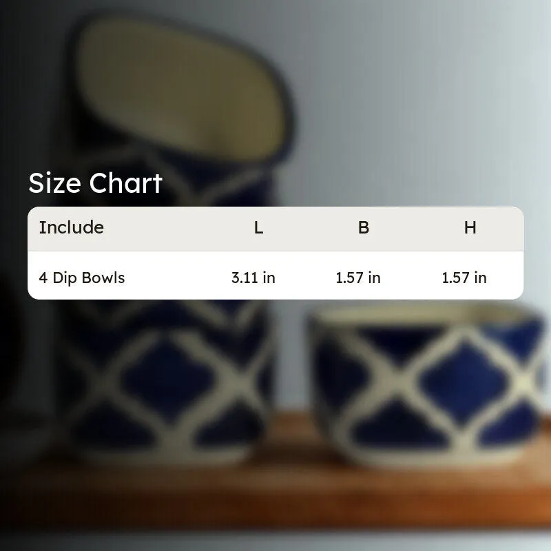 lanix Ceramic Dip Bowls (Blue,White ,50 mL Each) - Set Of Four media 8