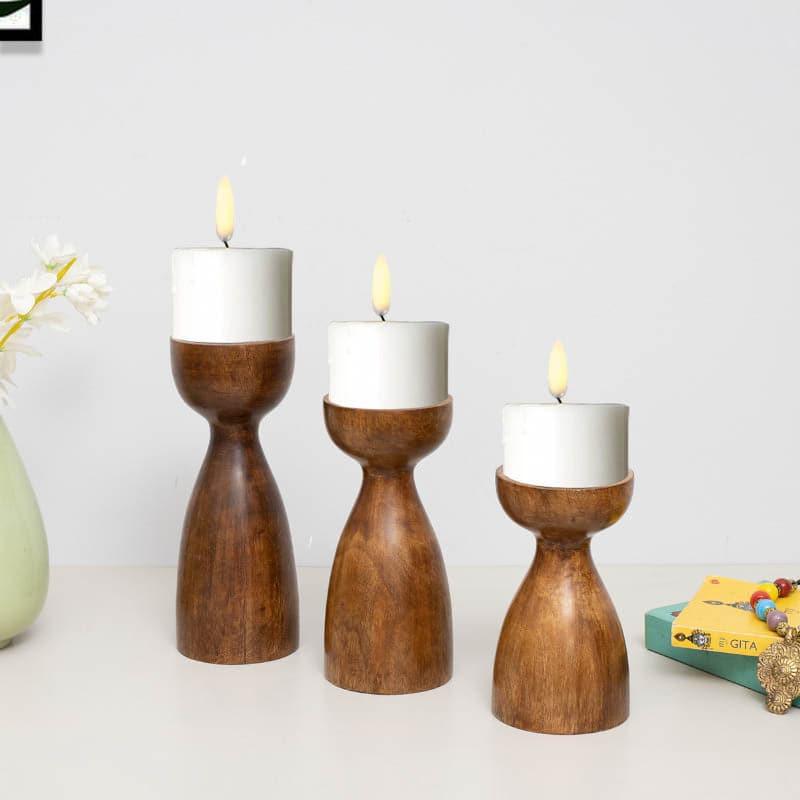 Aria Wooden Candle Stand - Set Of Three media 3