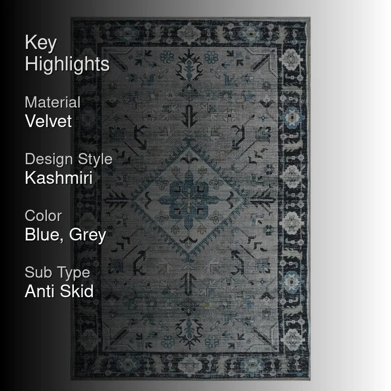Aftab Velvet Rectangle Anti-Skid Carpet media 2
