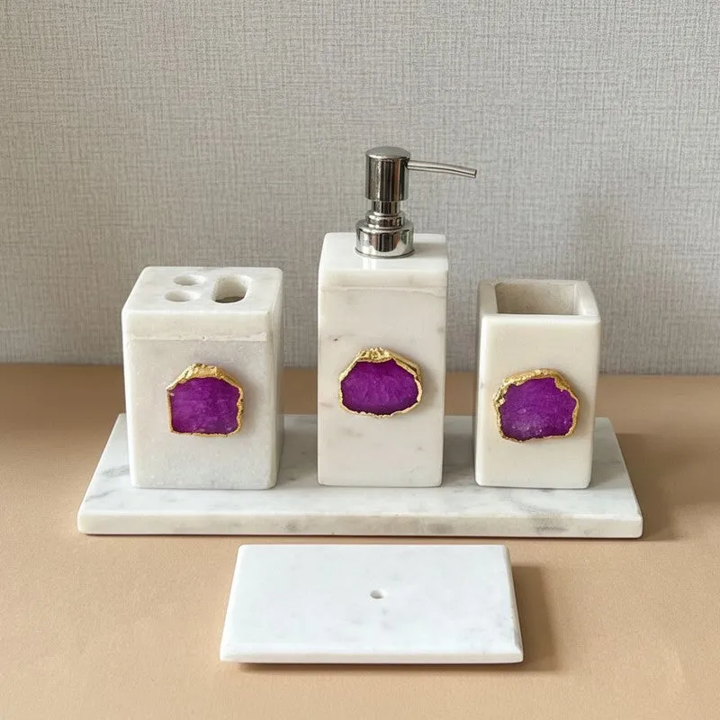 Kade Agate & Marble Bathroom Set - Pink media 2