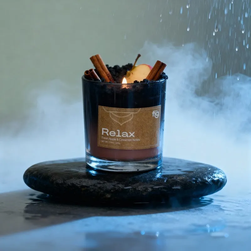 Fig Living Relax Apple & Cinnamon Palm Wax Scented Candle media 4
