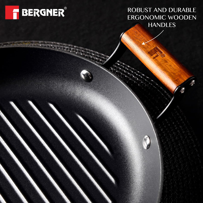 Bergner Odin Iron Round Grill pan With Wooden Handle - 28 CM media 5