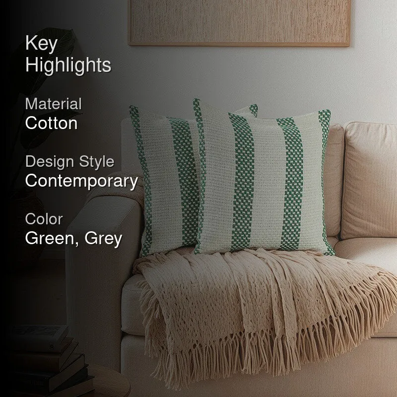Kaeya Haven Cushion Cover (Green,White) - Set Of Two media 2