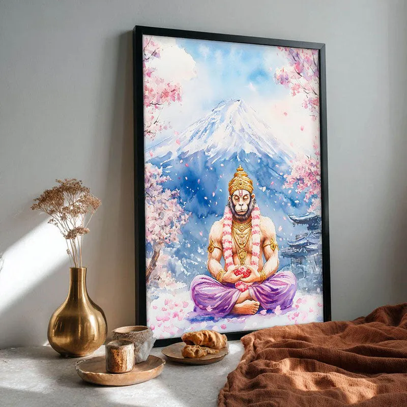 Divine Chiranjeevi Spiritual Archival Paper Wall Painting With Frame - Black media 4