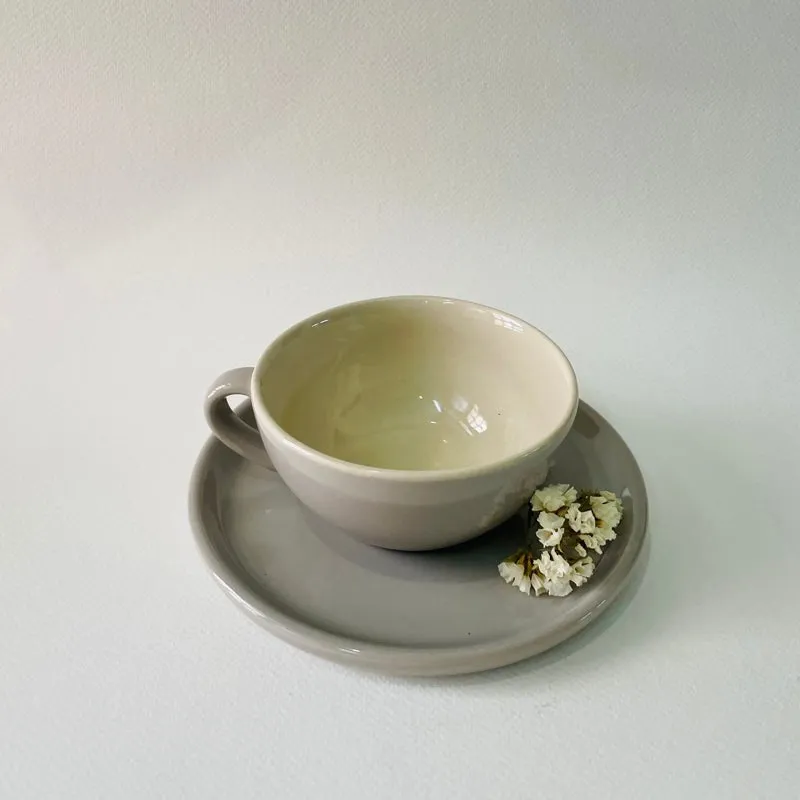 Cedar Ceramic Cup & Saucer (300 mL) - Grey media 3