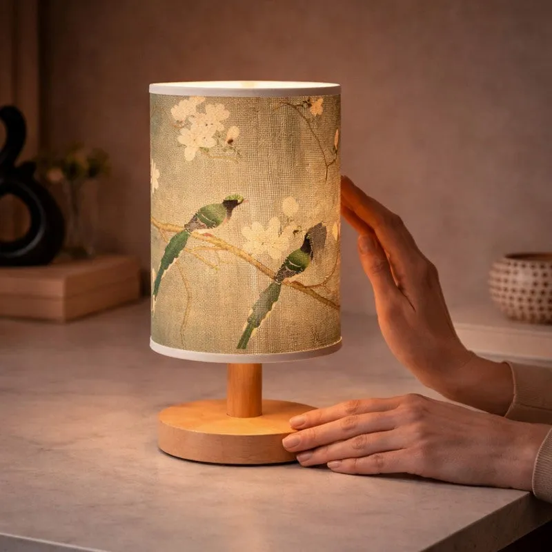Artistic Bird Jute & Wooden Table Lamp - Green media 3