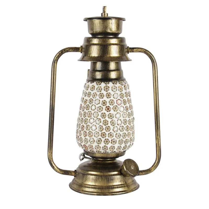 Navina Mosaic Lantern Iron Table Lamp - Gold,White media 5