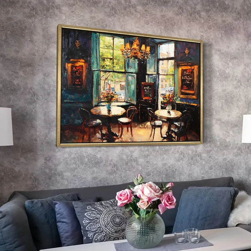 Bistro Table Canvas Wall Painting With Frame media 6