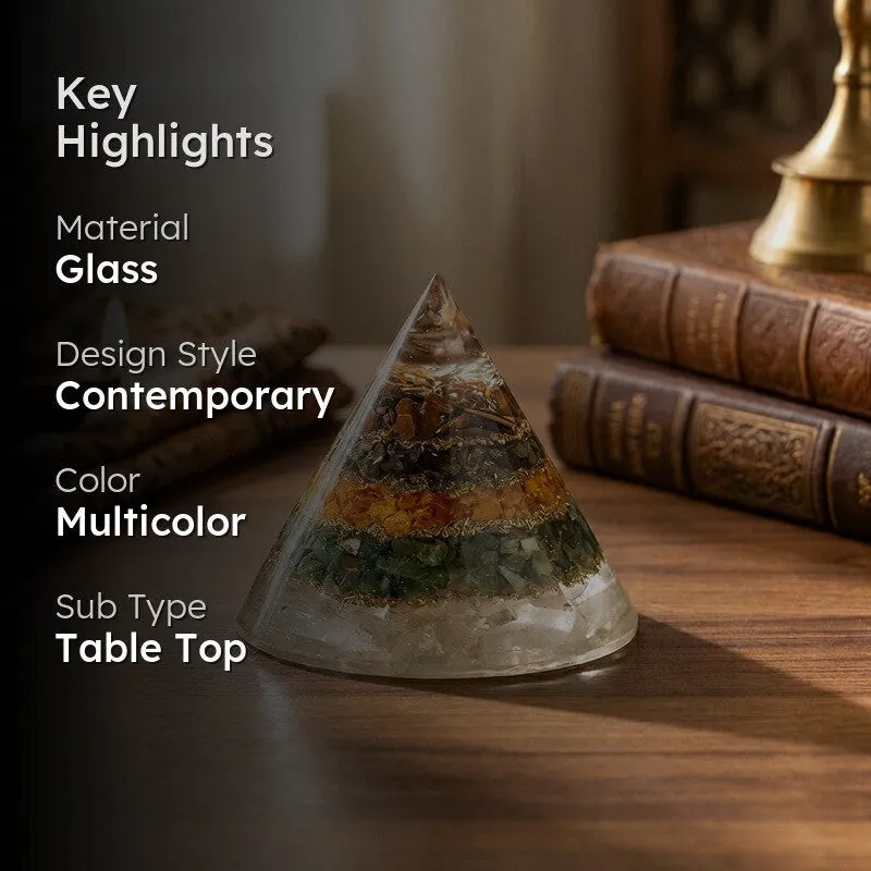 Conical Yoga Glass Pyramid Showpiece media 2