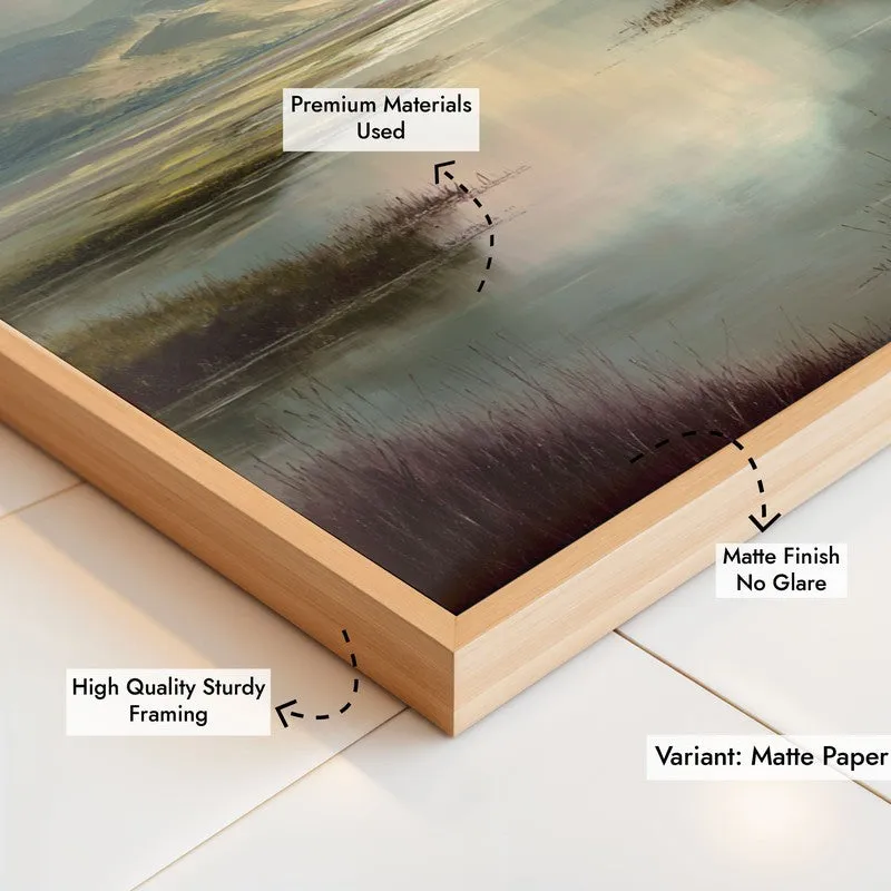 Meadow of Tranquility Archival Paper Wall Painting With Brown Frame media 6