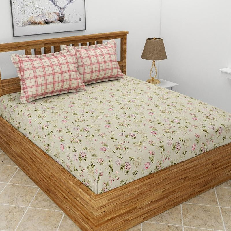 Quince Floral Microfiber Bedsheet (Beige) - 140 GSM media 3