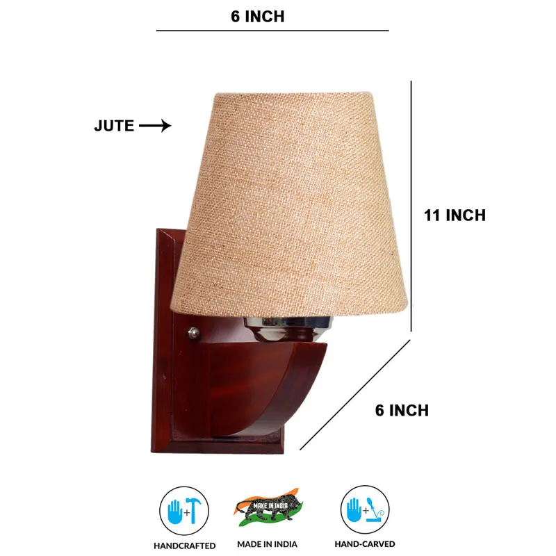 Sandy Serene Conical Wooden Wall Lamp media 7