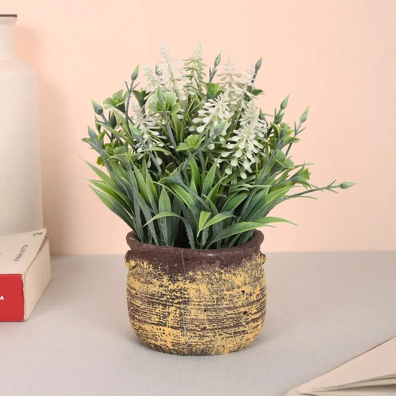 Lavender Artificial Flower With Pot - White media 1