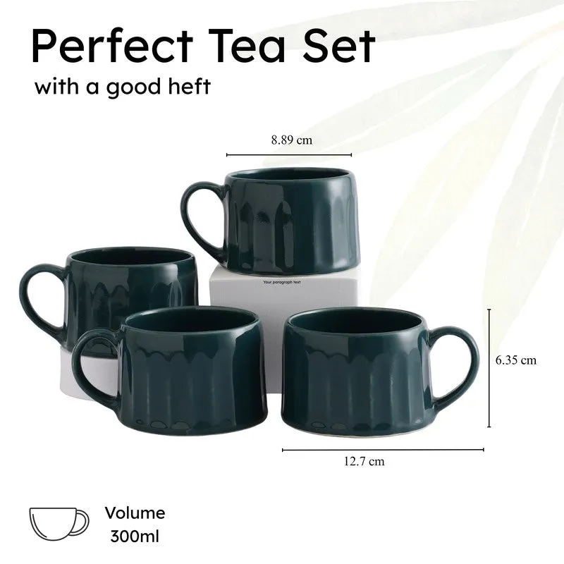 Modern Stoneware Coffee Mug (300 mL Each) - Set Of Four media 10