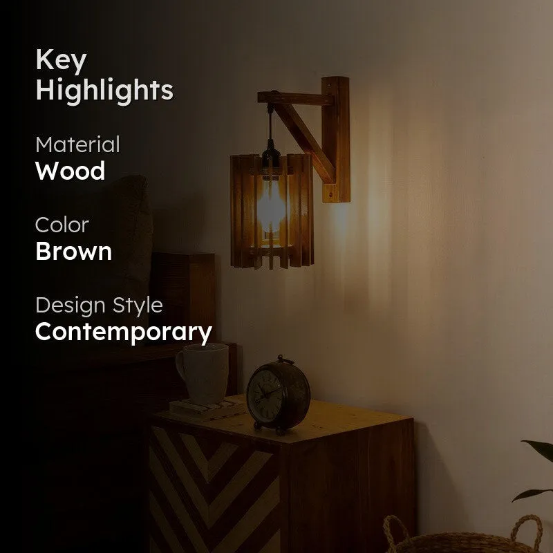 StripeCore Wooden Wall Lamp - Brown media 2