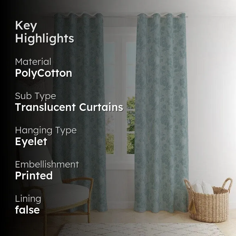 Gulaab Jacquard Single Curtain (Green) media 2