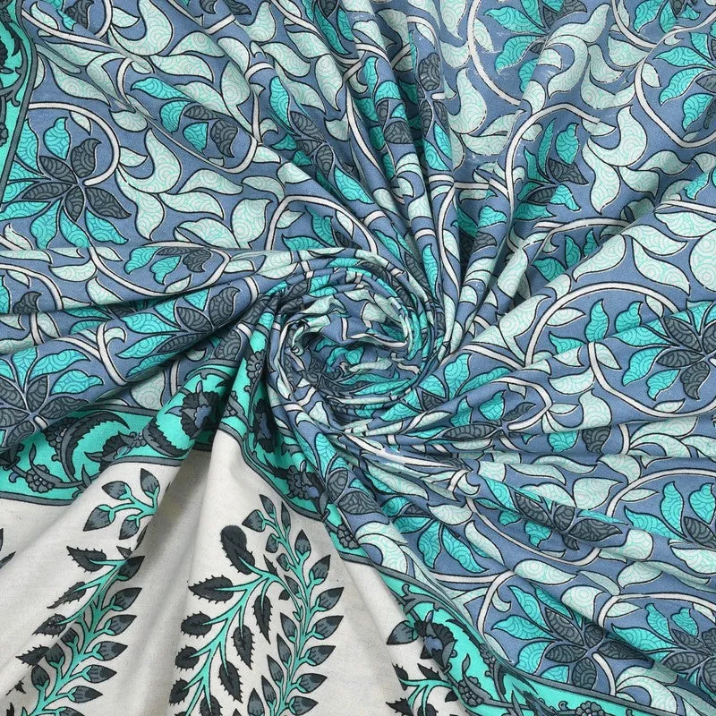 Auraus Cotton Bedsheet (Blue,White) - 240 TC media 5